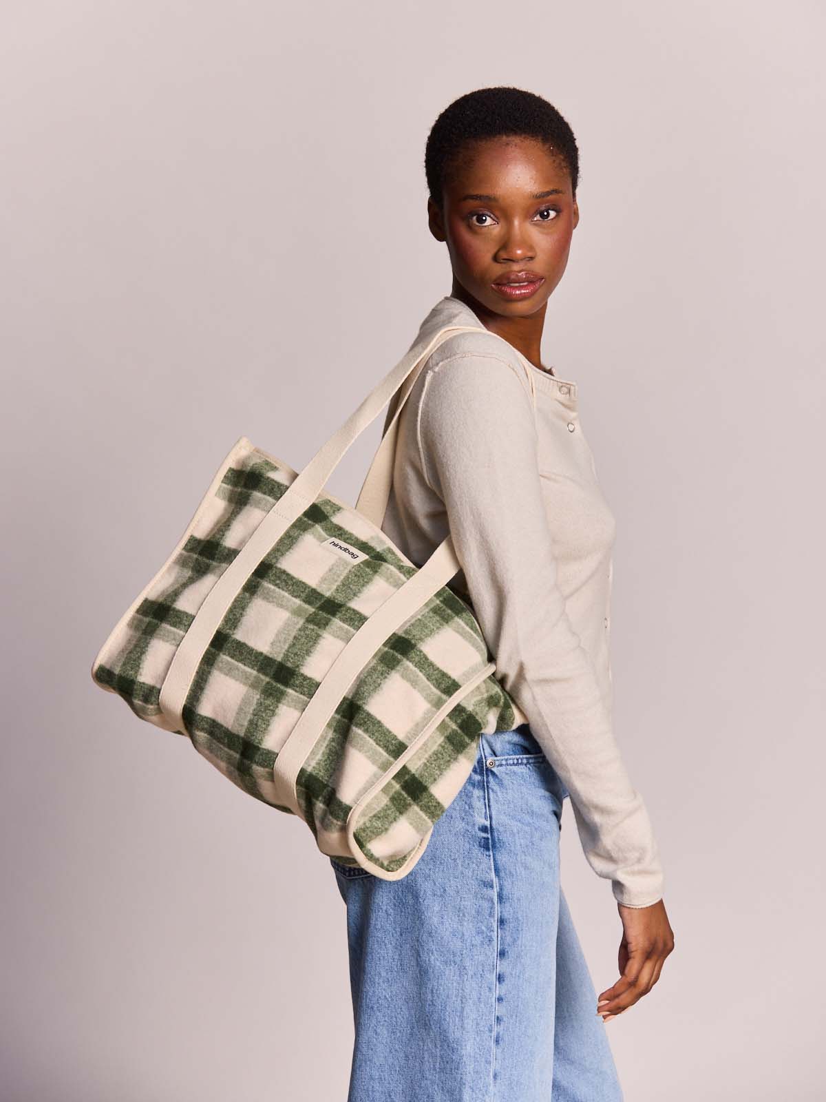 Sac cabas Oscar - Tartan vert Hindbag – vue 2
