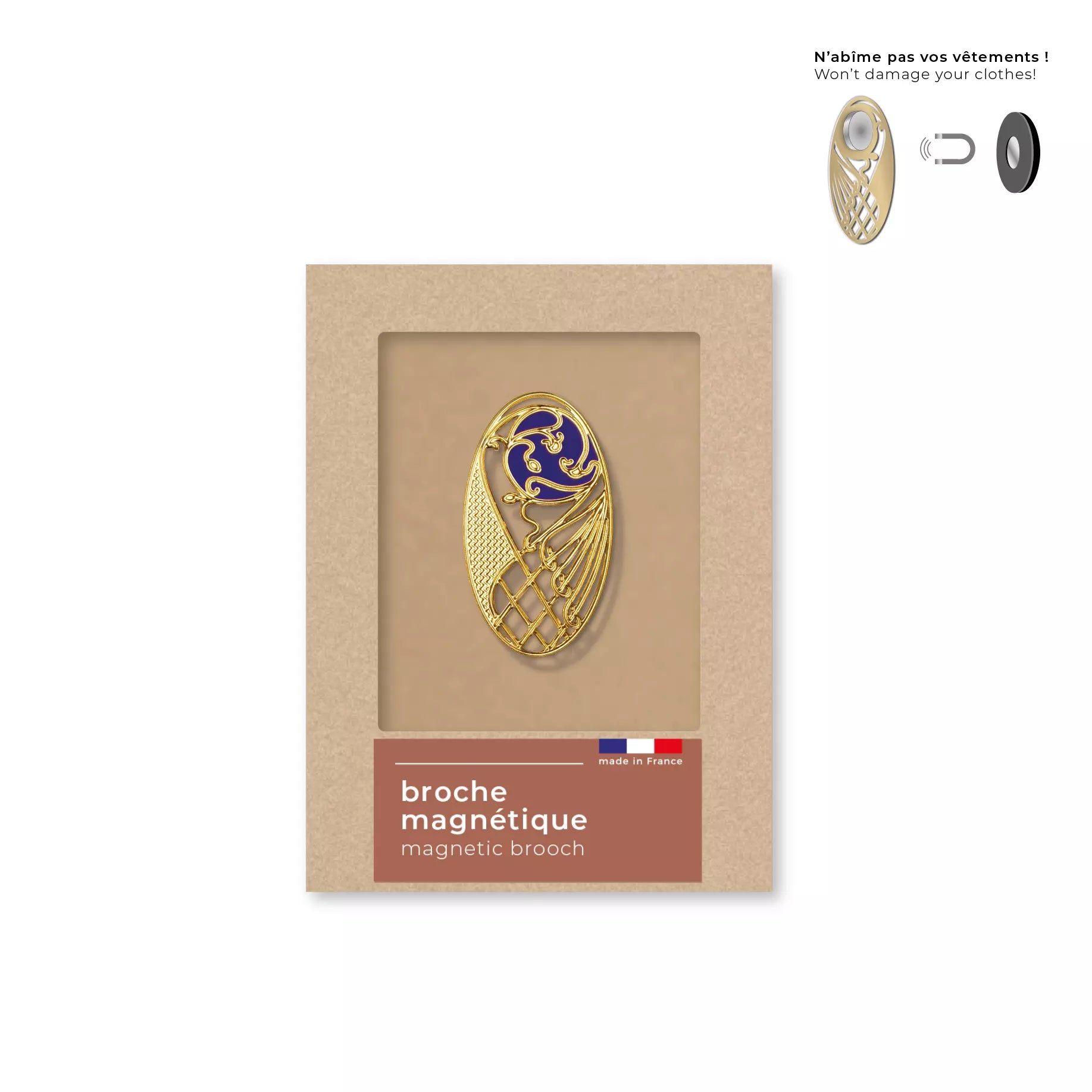 Broche Magnétique Art Nouveau Arabesque Majorelle