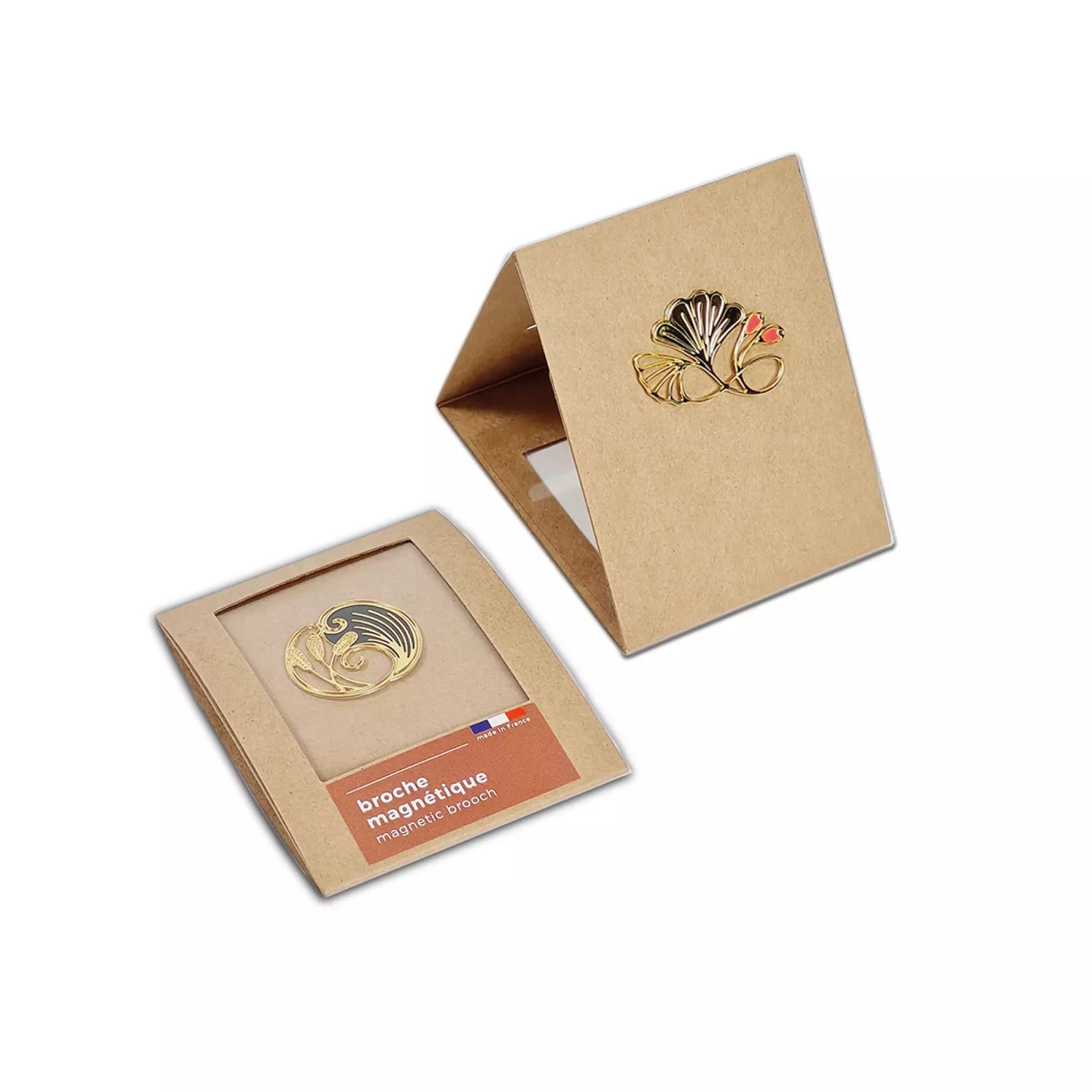 Broche Magnétique Art Nouveau Feuille Corail