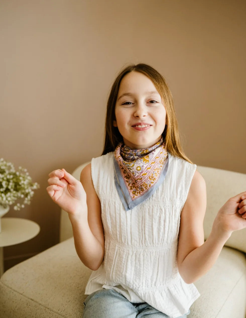 Petit Foulard en coton Garda Bleuet