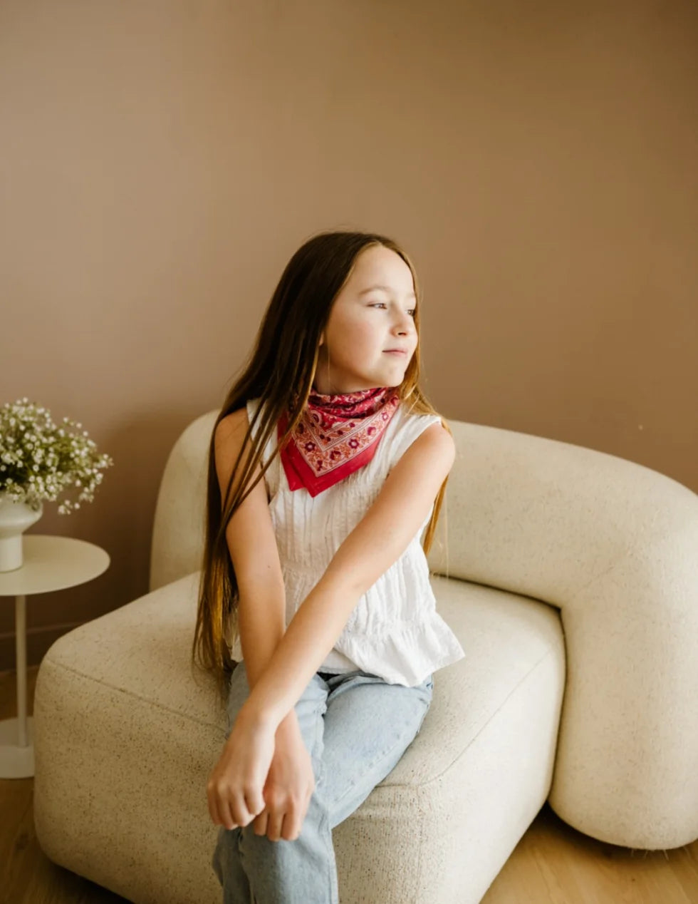 Petit Foulard en coton Garda Framboise