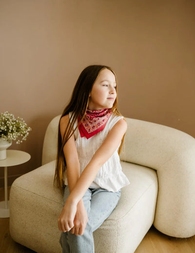 Petit Foulard en coton Garda Framboise