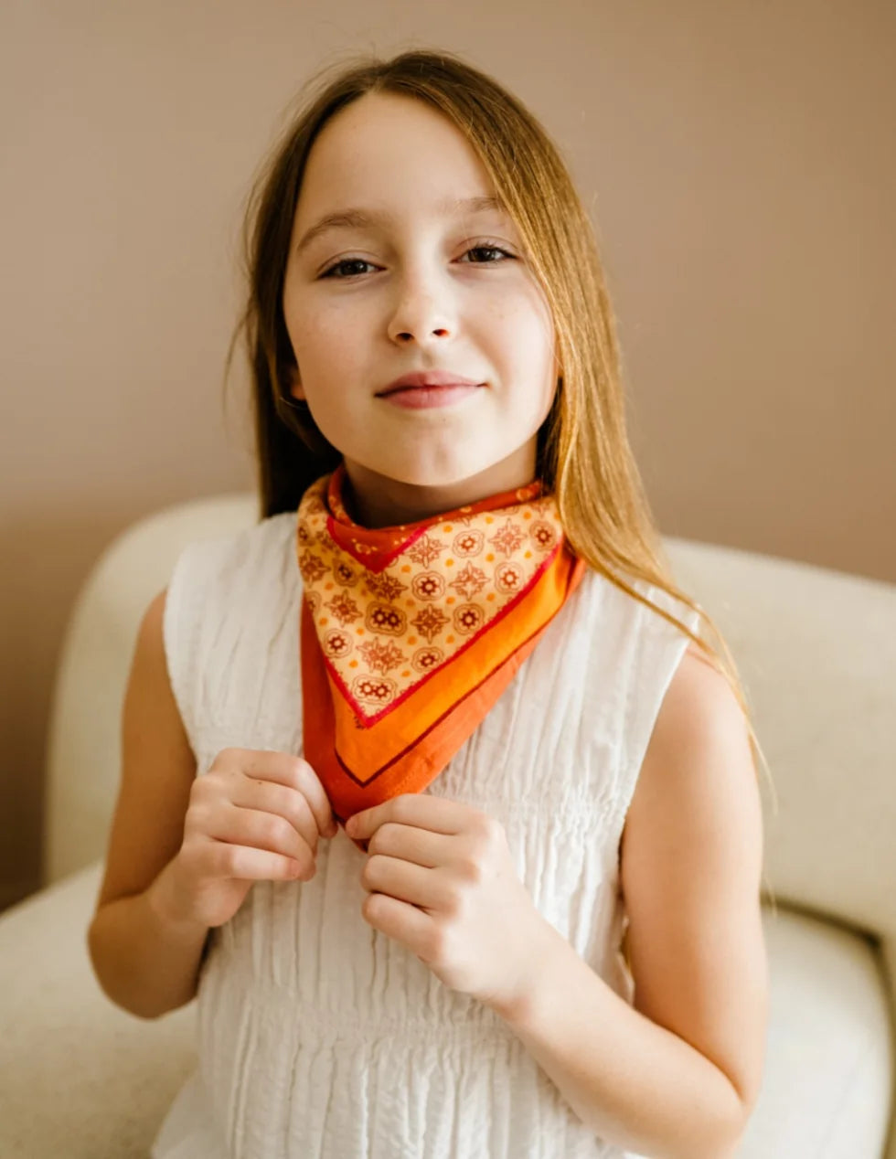 Petit Foulard en coton Itsi Rouille