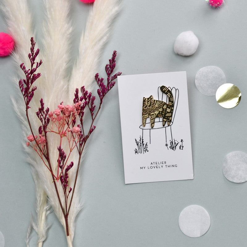 Pin's Chat en Laiton