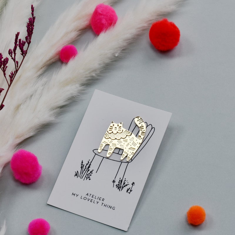 Pin's Chat en Laiton