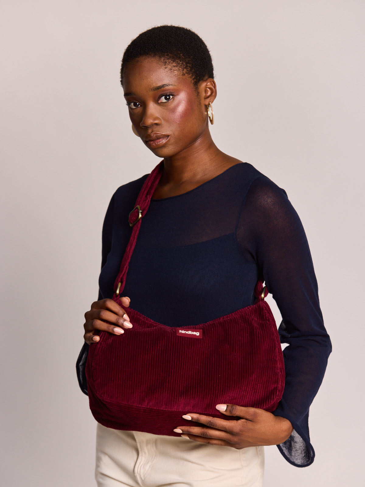 Sac bandoulière Rosa - Velours bordeaux Hindbag – vue 2