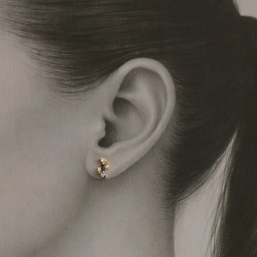 Boucles d'oreilles Puces Saphir