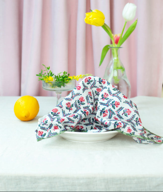Serviette de table coton - Flora Crème - Pièce - Bindi