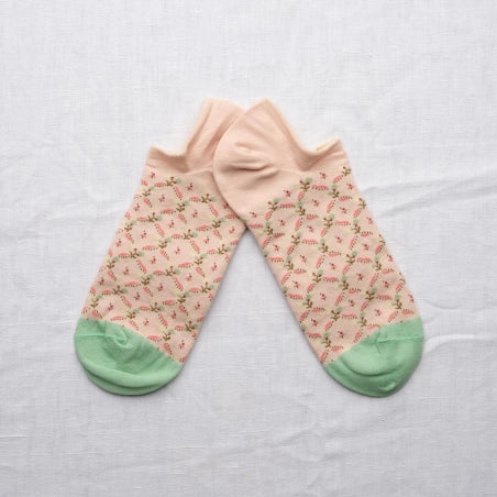 Socquette Treillis Rose Bouton