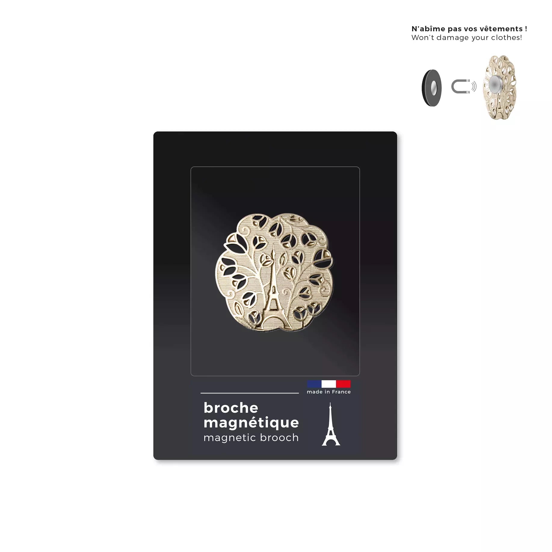 Broche Magnétique Eiffel Florale