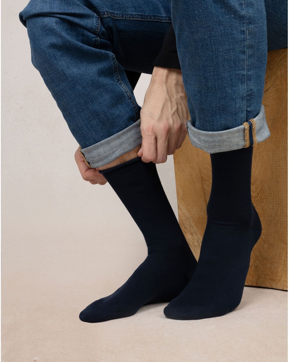 Duo chaussettes coton velouté - Marine