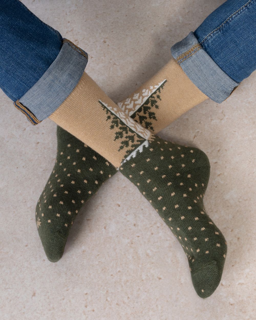 Chaussettes laine cachemire Sapin - Beige