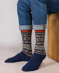 Chaussettes laine cachemire Jacquard - Amiral