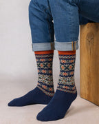 Chaussettes laine cachemire Jacquard - Amiral
