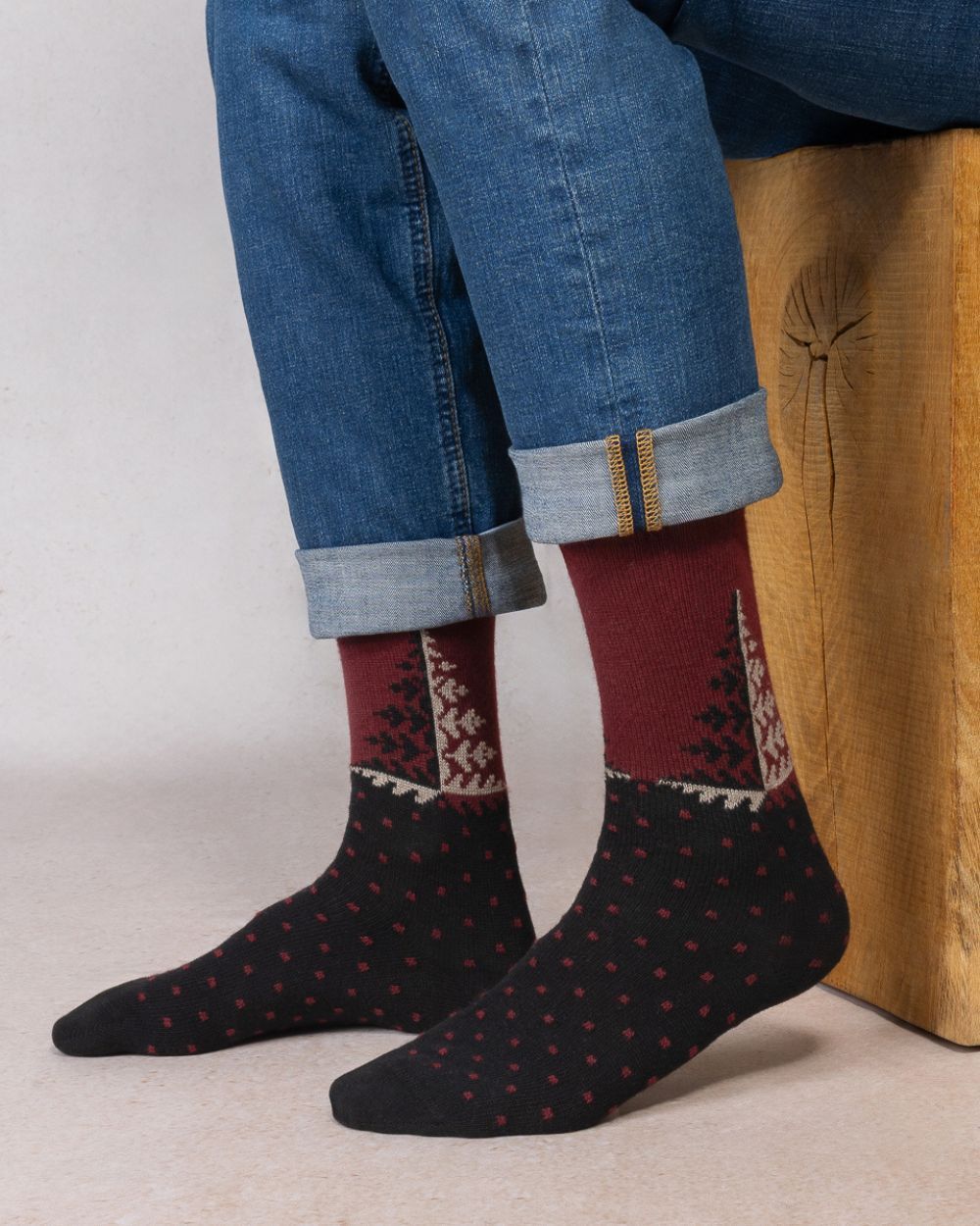 Chaussettes laine cachemire Sapin - Chianti