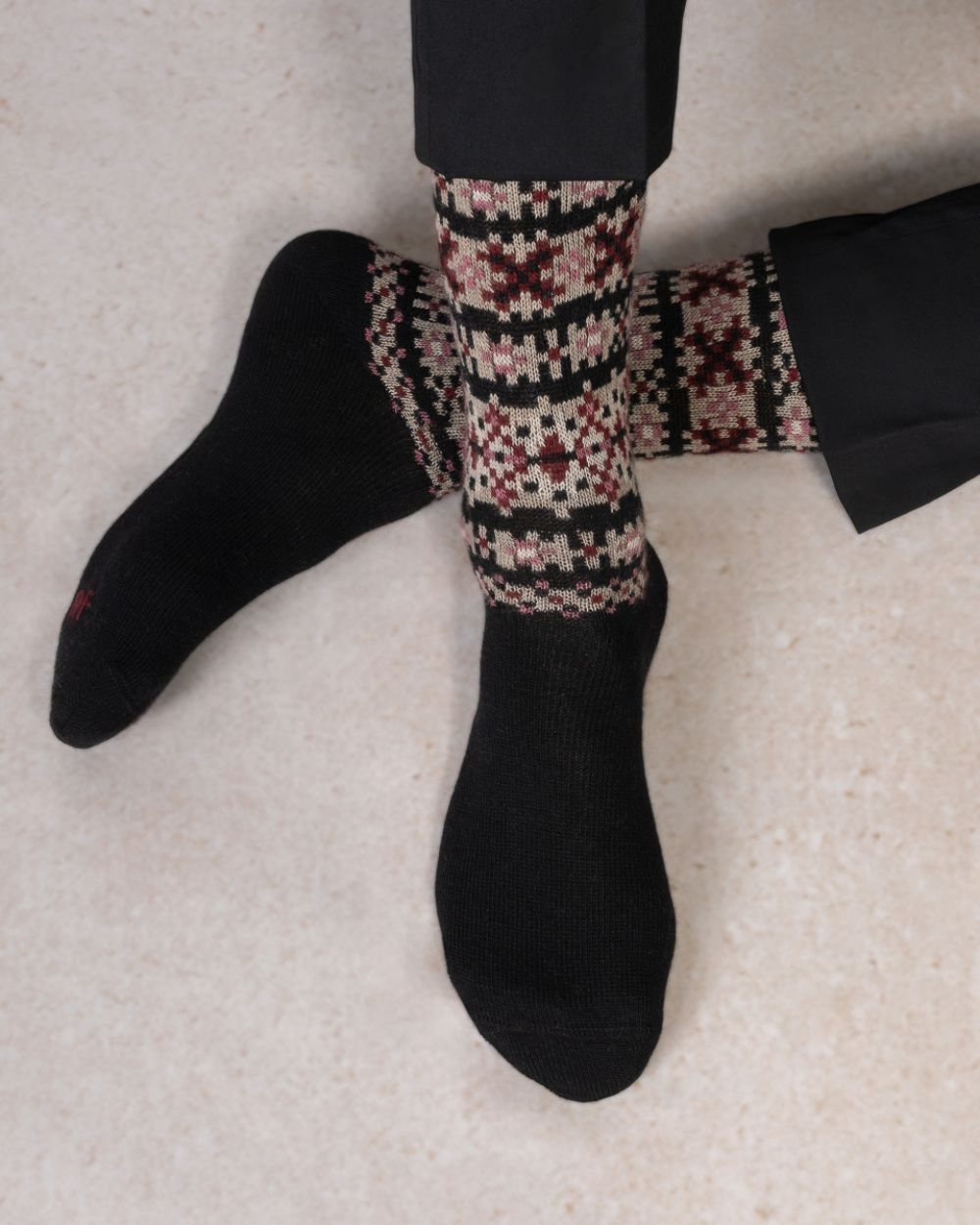 Chaussettes laine cachemire Jacquard - Noir