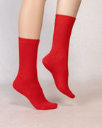 Chaussettes cachemire unies - Rouge