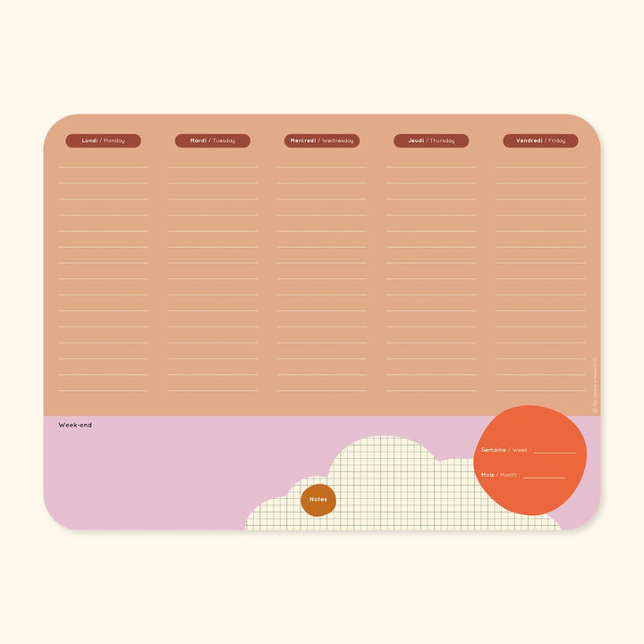 Magnetic family planner diary - Pink cloud