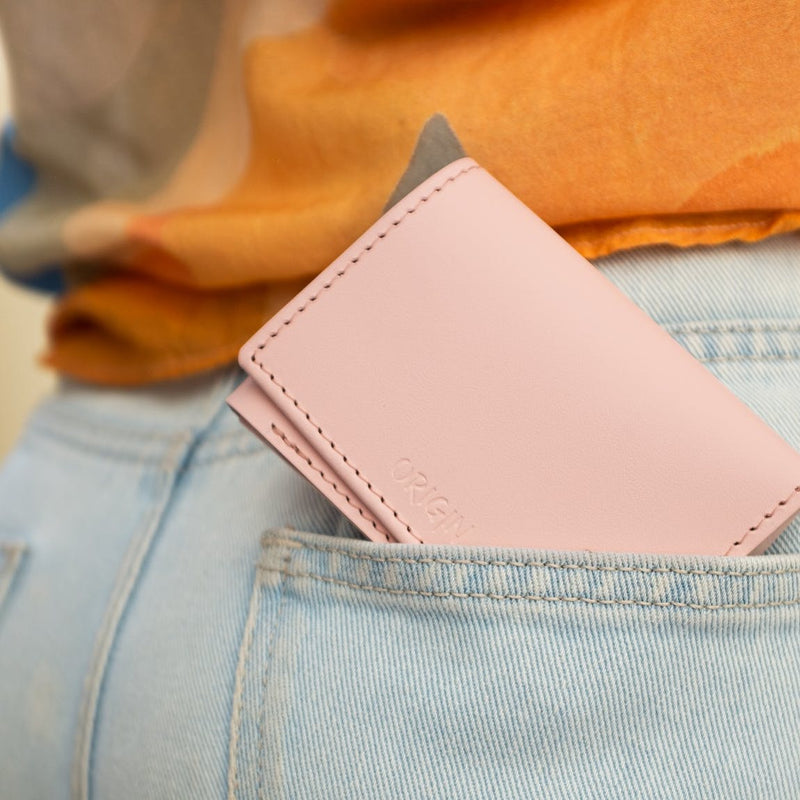 1-fold Card Holder - Pink - Recycled Leather