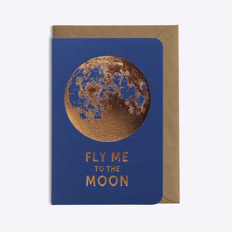 Carte Fly me to the moon bleu saphire
