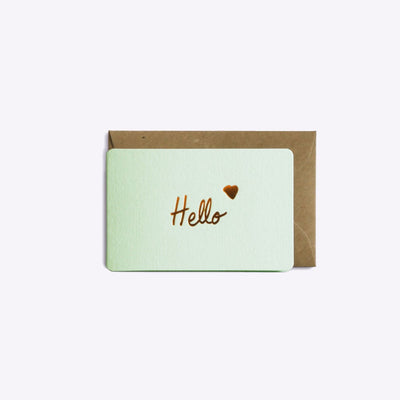 Mini tarjeta Hola verde agua